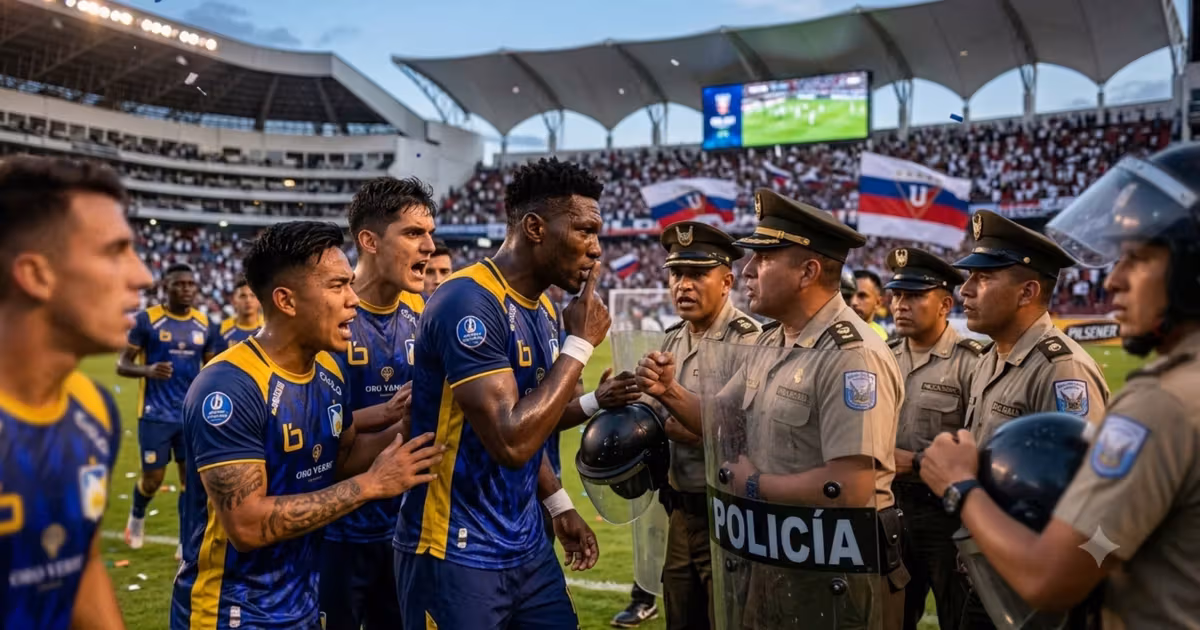 Los jugadores de Delfín y la policía