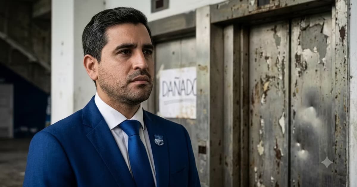José David Jiménez cerca de los ascensores dañados del Capwell