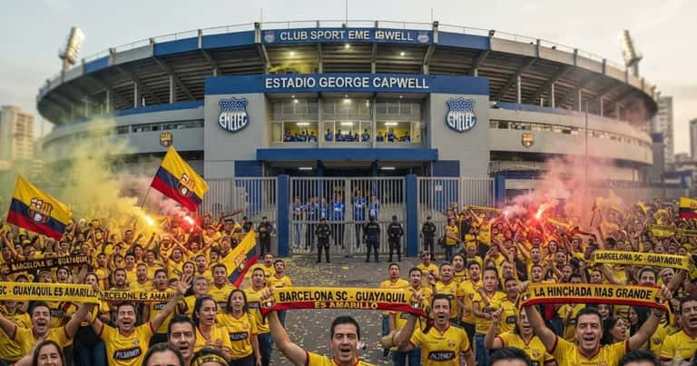 Repudiable acto de violencia: queman un tifo de la barra de Emelec antes del Clásico del Astillero