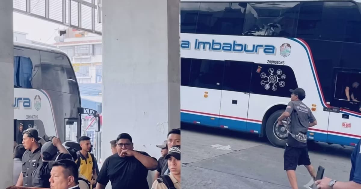 El bus de Barcelona SC sufriendo daños al llegar al Capwell
