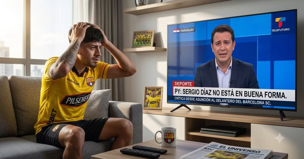 Sergio Díaz viendo la TV de Paraguay