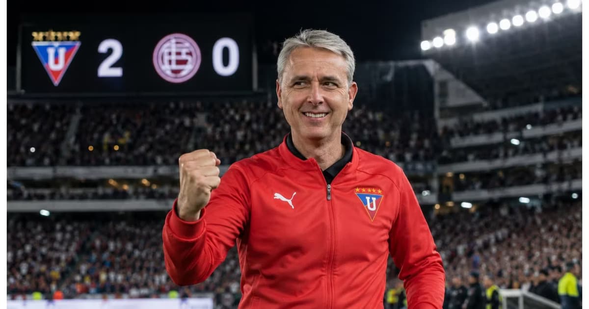 Nunes celebrando la victoria de LDU