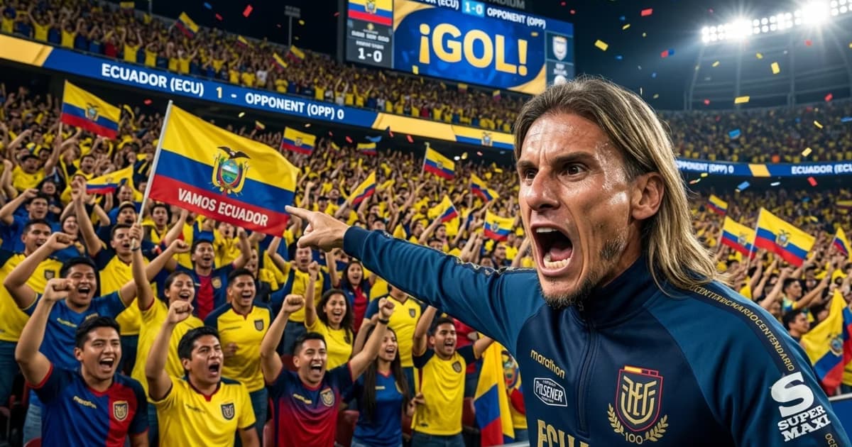 Beccacece gritando el a la hinchada ecuatoriana
