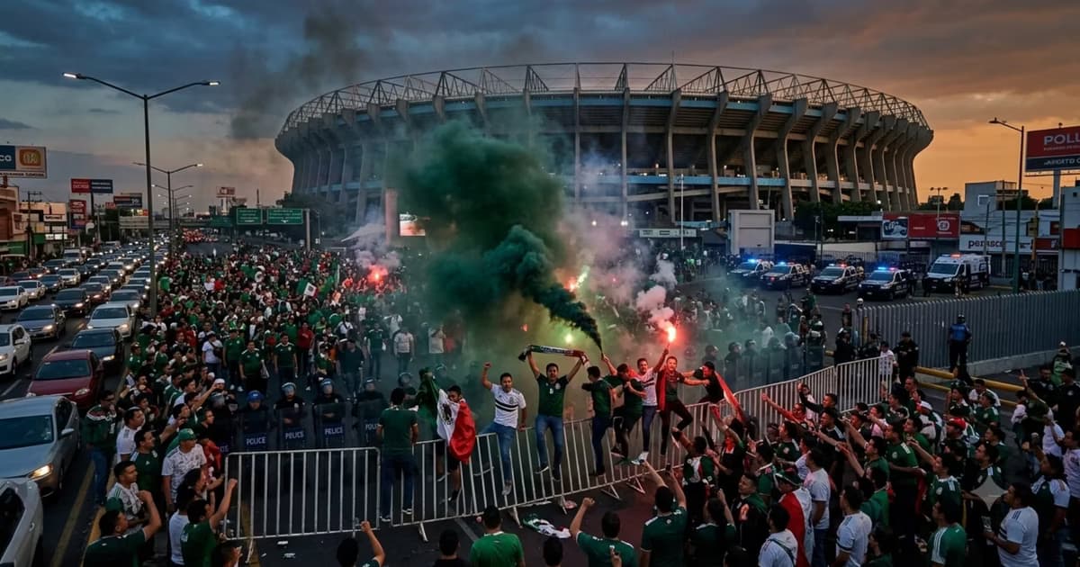 La hinchada mexicana haciendo disturbios
