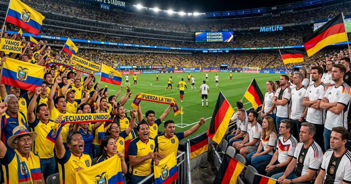La hinchada ecuatoriana y alemana