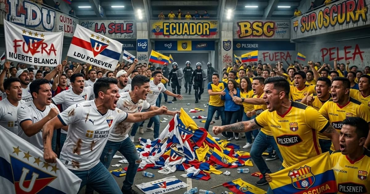 Pelea entre hinchas de LDU y Barcelona SC