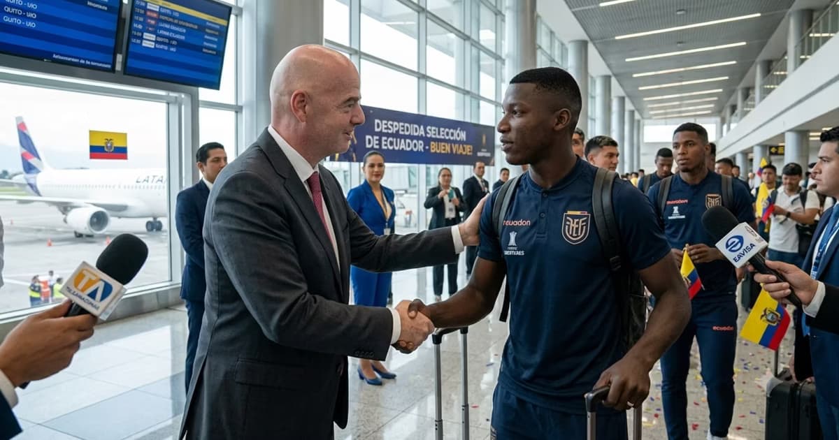 Infantino despidiendo a la selección ecuatoriana