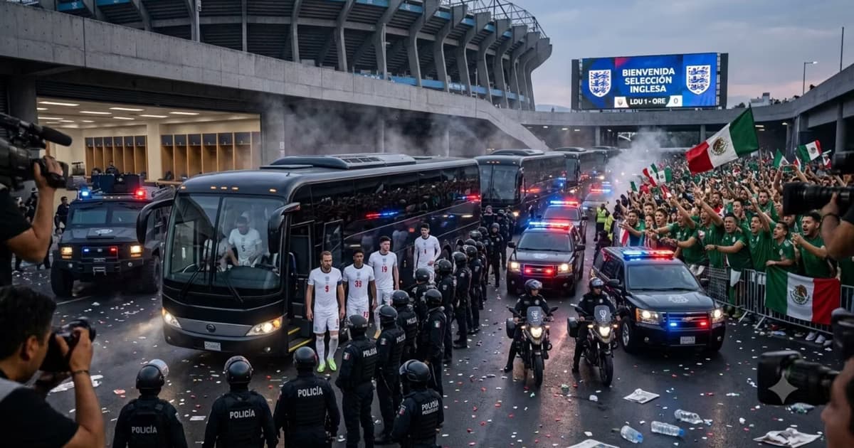 La selección inglesa llegando al estadio