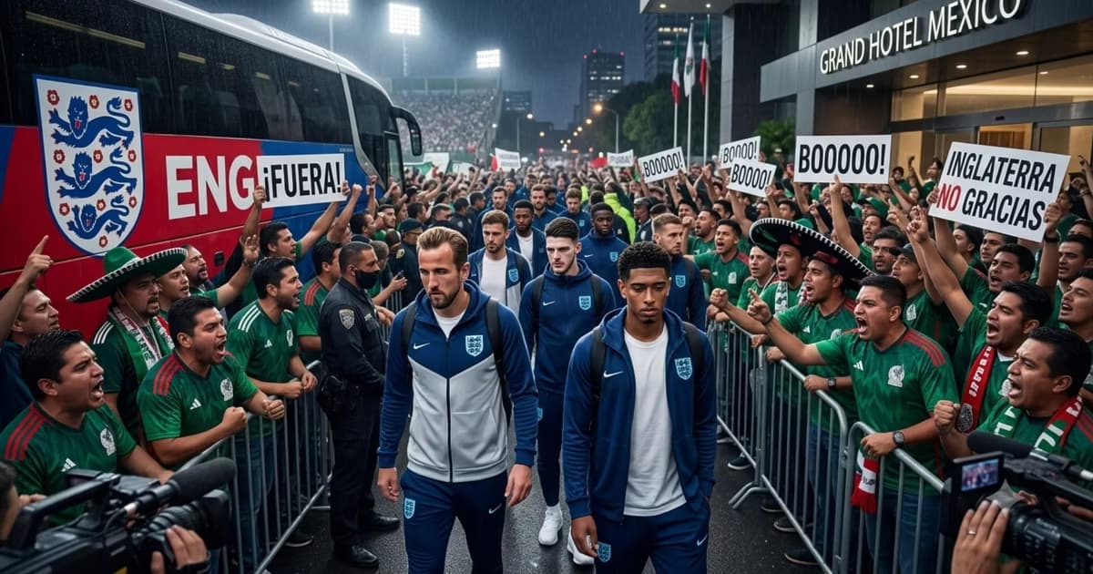 La selección inglesa recibiendo abucheos de los hinchas mexicanos