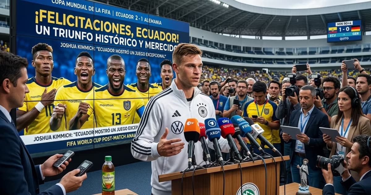 Kimmich hablando ante los medios sobre Ecuador