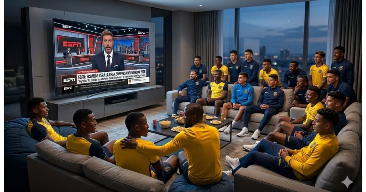 La selección de Ecuador viendo la TV