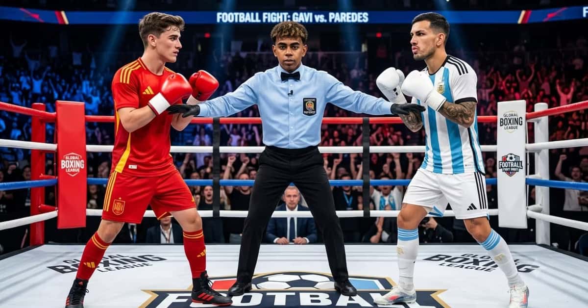 Gavi contra Leandro Paredes y Lamine Yamal como arbitro
