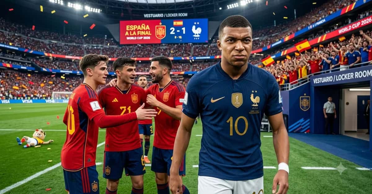 Mbappé saliendo del partido contra España