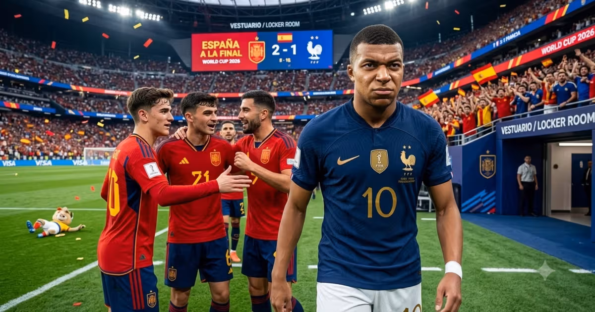 Mbappé saliendo del partido contra España
