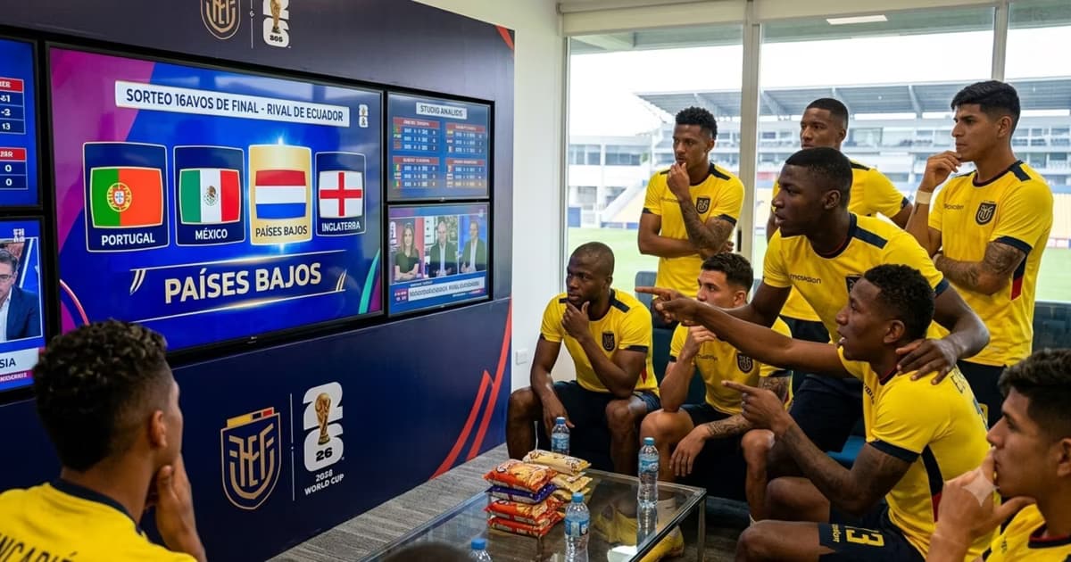 Los jugadores de Ecuador viendo a su próximo rival