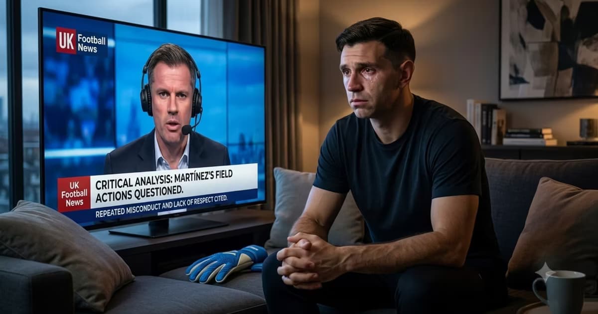El Dibu Martínez llorando viendo la TV inglesa