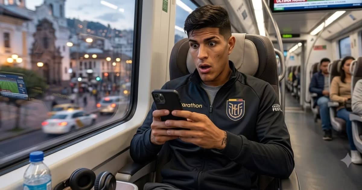 Piero Hincapié viendo su celular