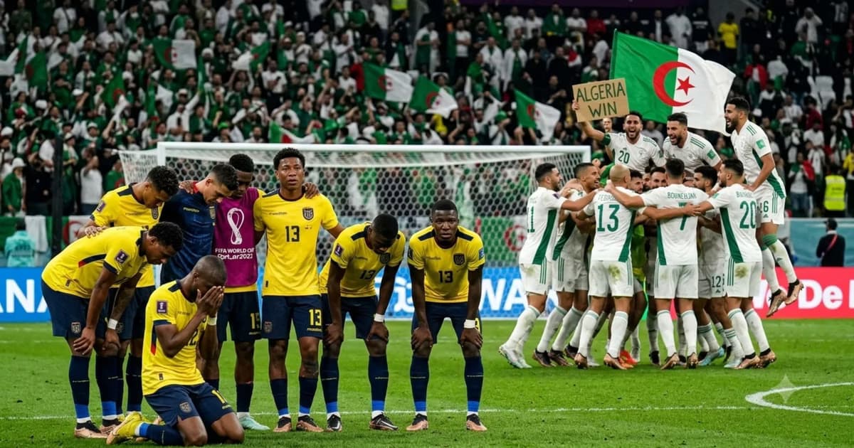 La selección de Ecuador triste mientras Argelia celebra