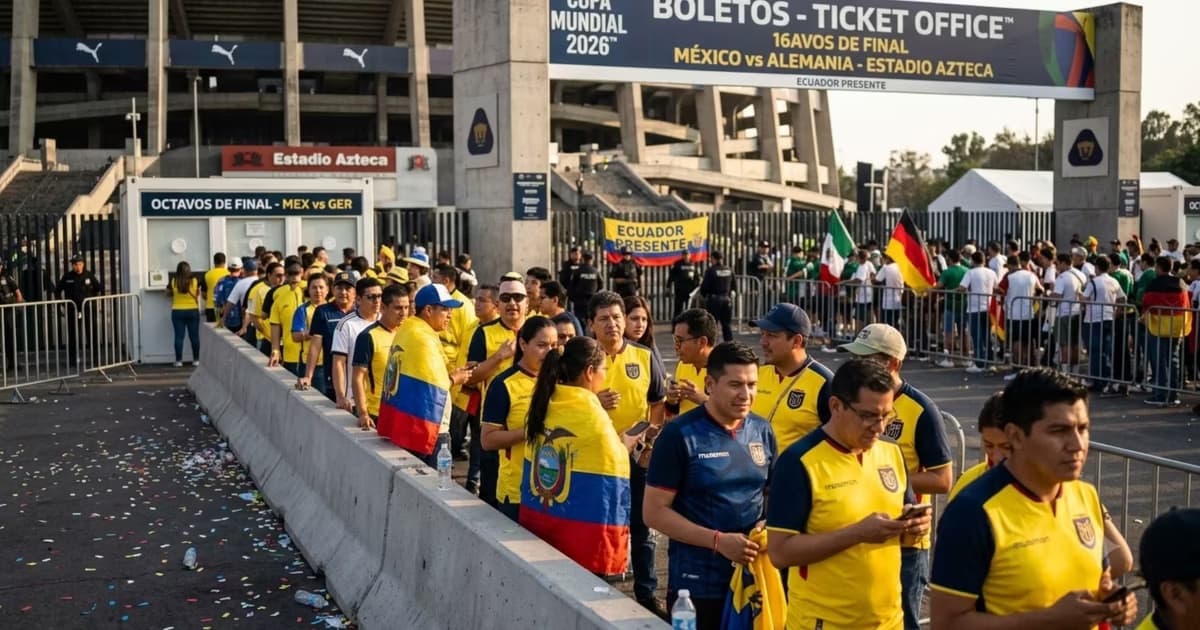 La hinchada ecuatoriana comprando boletos