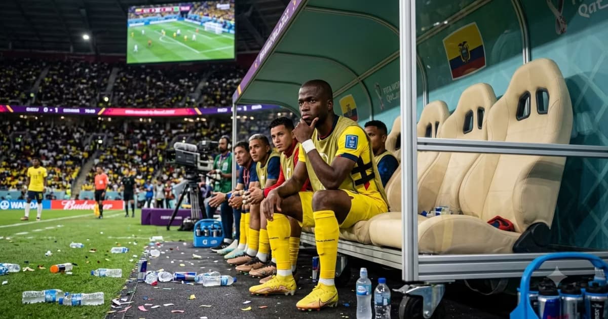 Enner Valencia en la banca de suplentes
