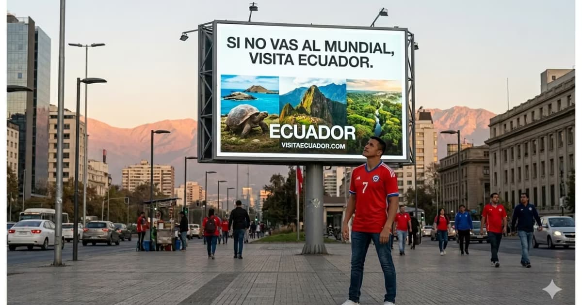 Alexis Sánchez viendo una valla de Ecuador
