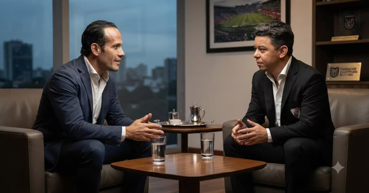 Francisco Egas conversando con Marcelo Gallardo