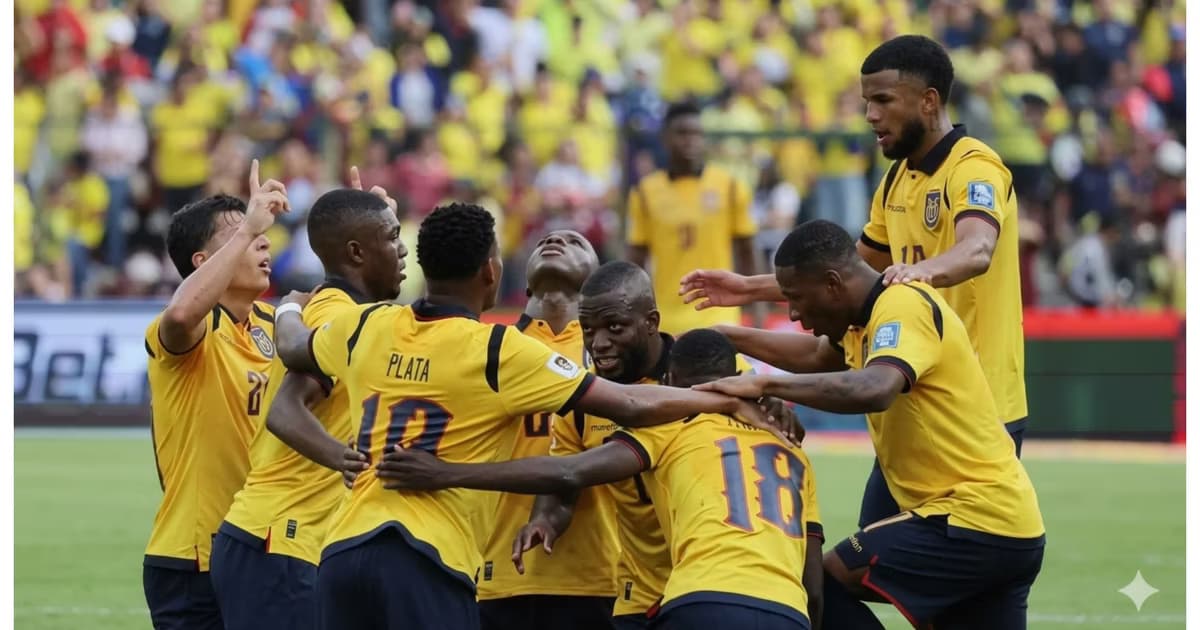 La selección ecuatoriana después de anotar un gol