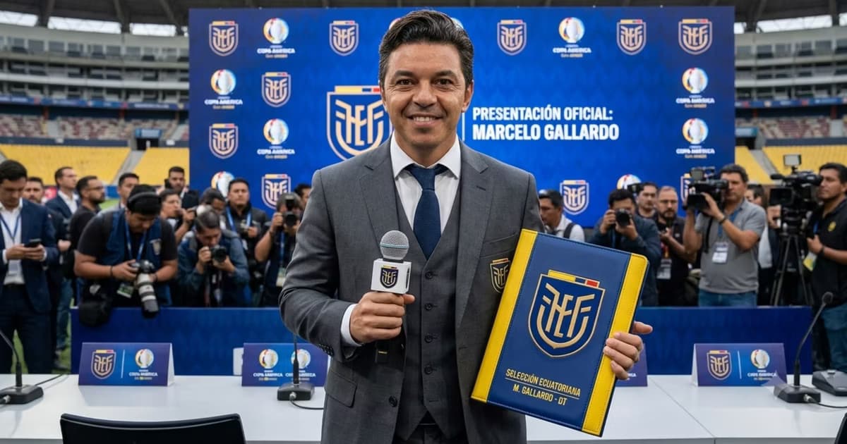 Marcelo Gallardo con la carpeta de la TRI