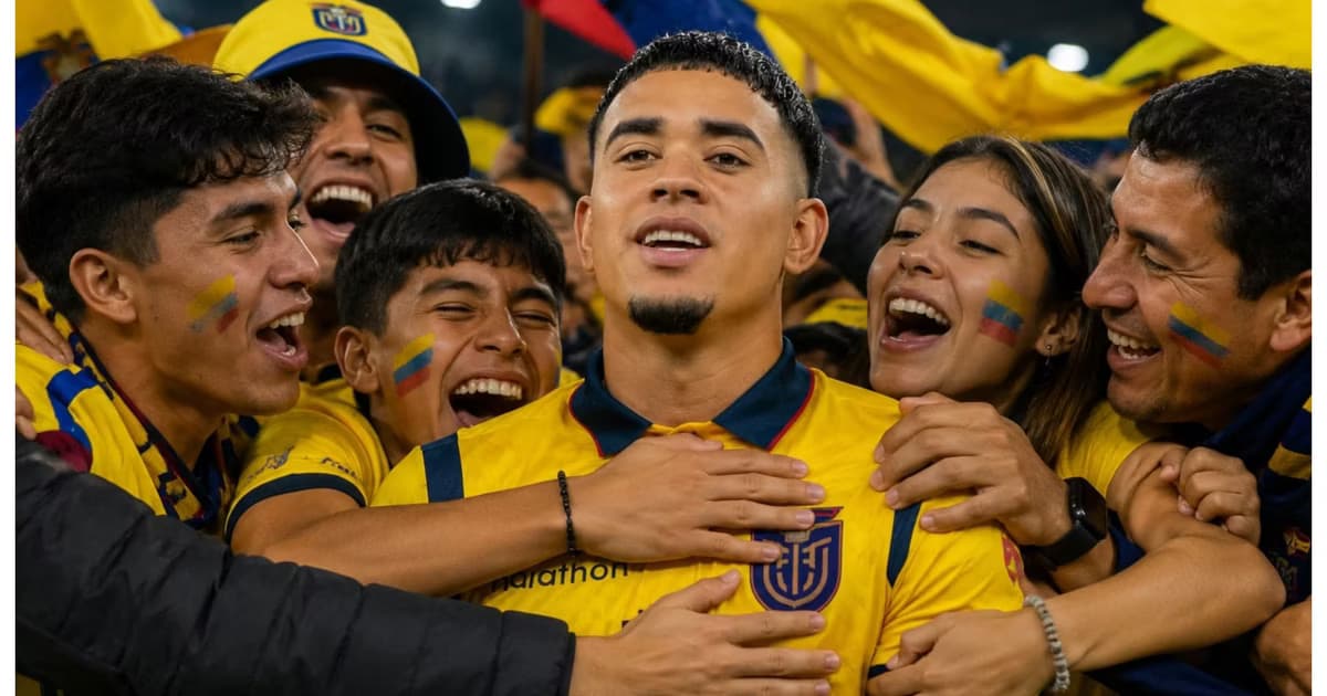 Kendry Páez y los aficionados de Ecuador