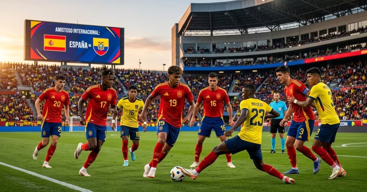 España jugando con Ecuador