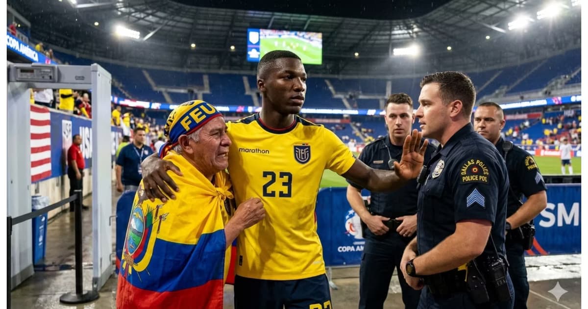 Moisés Caicedo defendiendo a un hincha