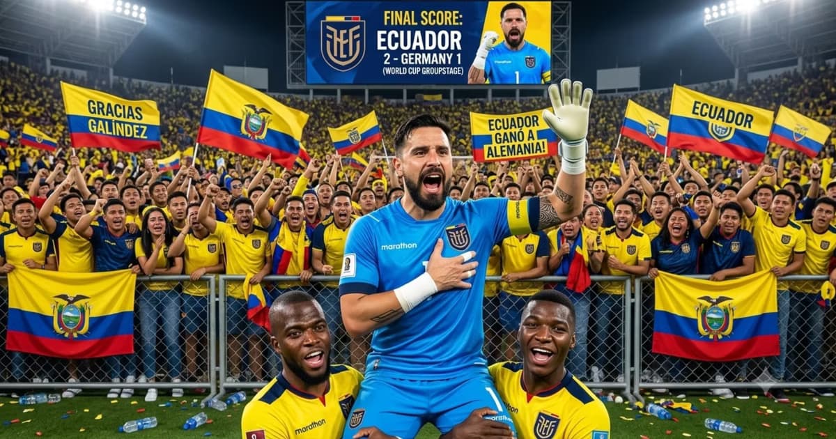 Hernán Galindez y la hinchada de Ecuador