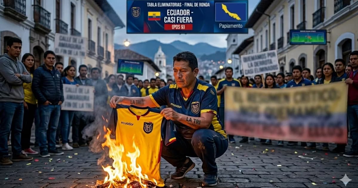 Un hincha quemando una camiseta de la TRI