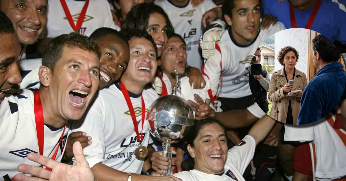 Jugadores de Liga de Quito celebrando la Libertadores 2028