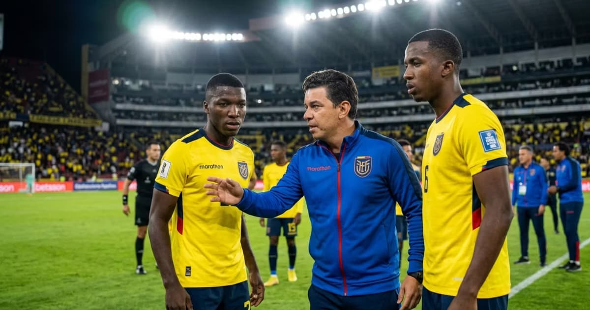 Marcelo Gallardo junto a Moisés Caicedo y Willian Pacho