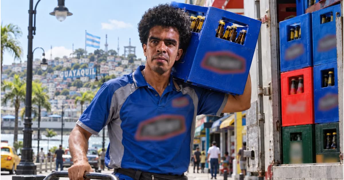 Marlon Ganchozo como repartidor de bebidas