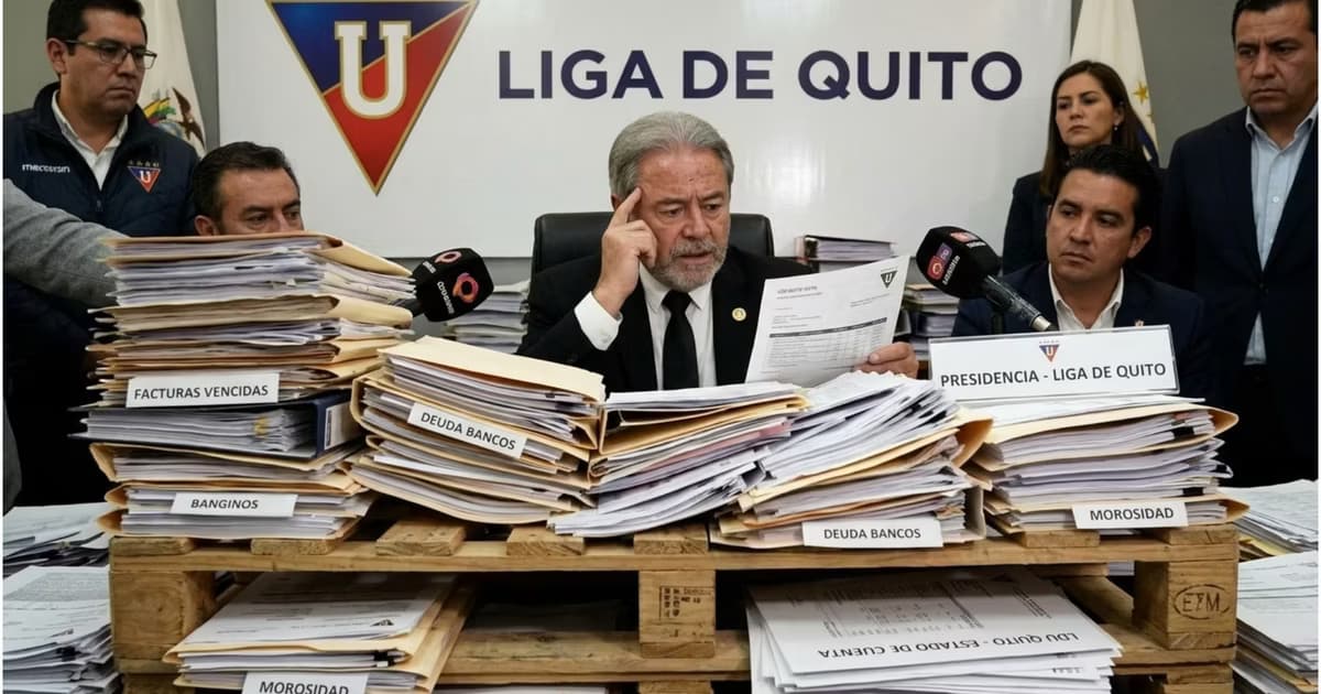 Isaac Álvarez viendo las deudas de LDU