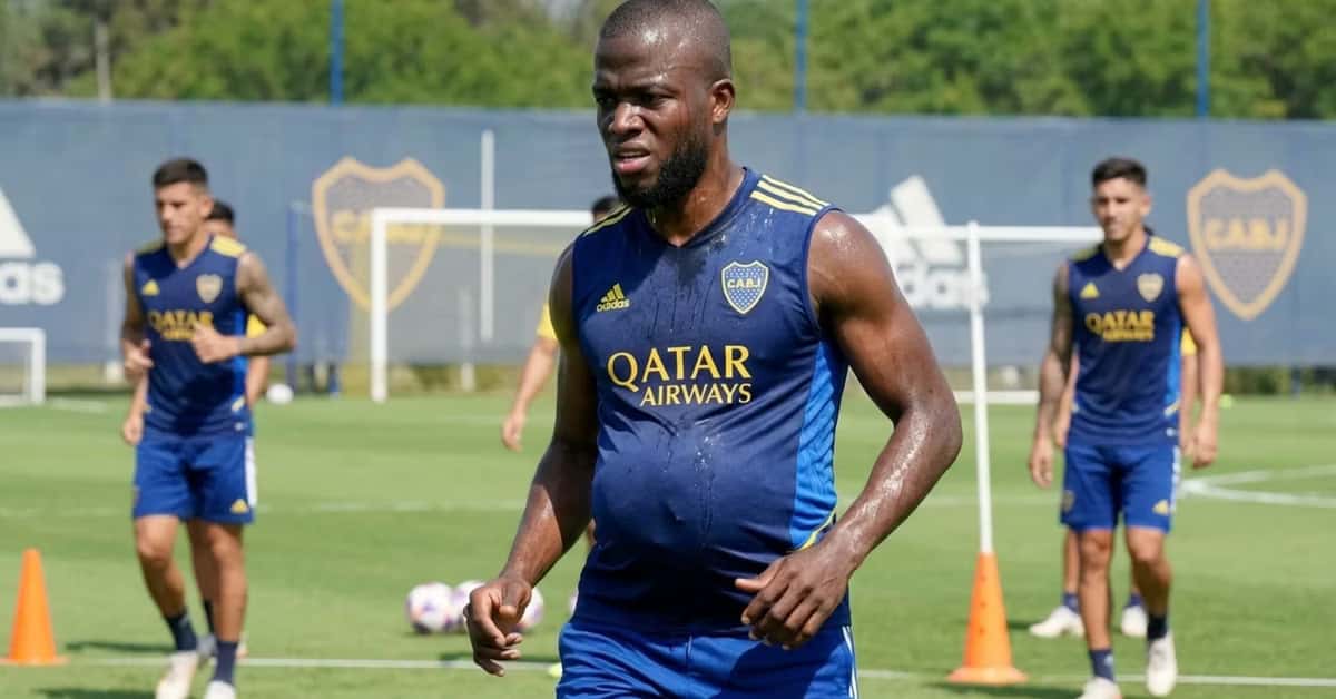 Enner Valencia entrenando con Boca Juniors