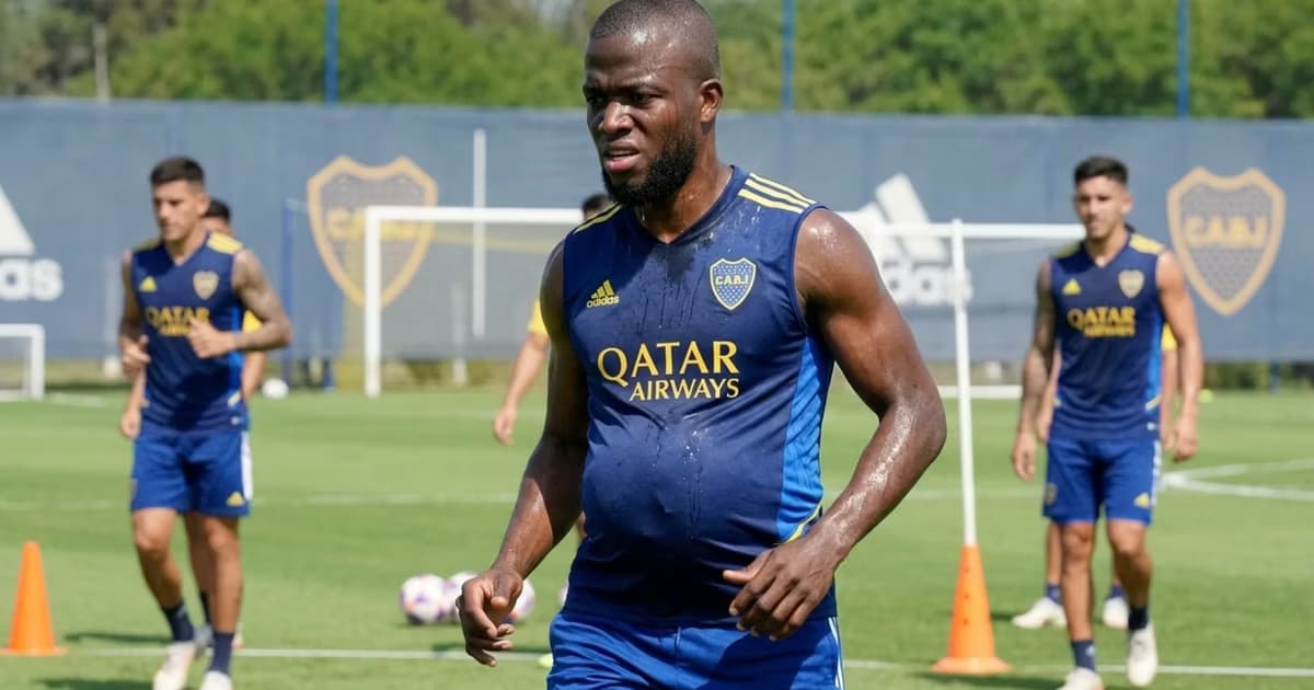Enner Valencia entrenando con Boca Juniors