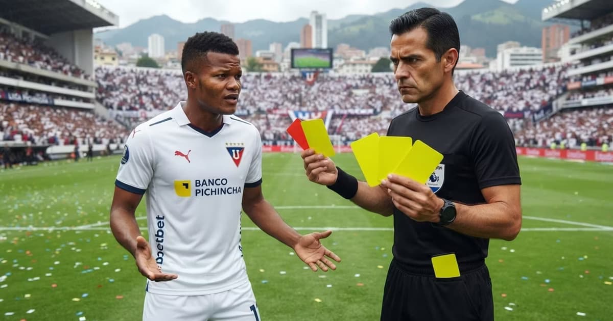 Yerlin Quiñónez recibiendo tarjetas amarillas