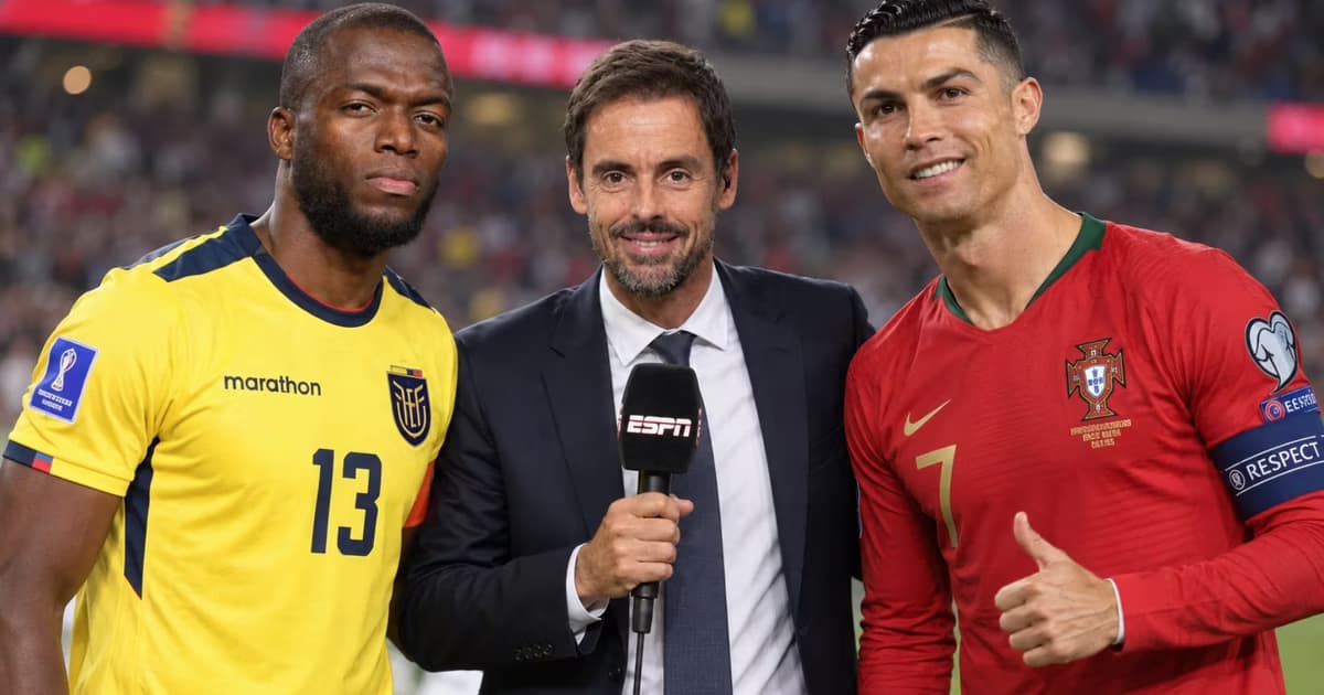Enner Valencia con Mariano Closs y Cristiano Ronaldo