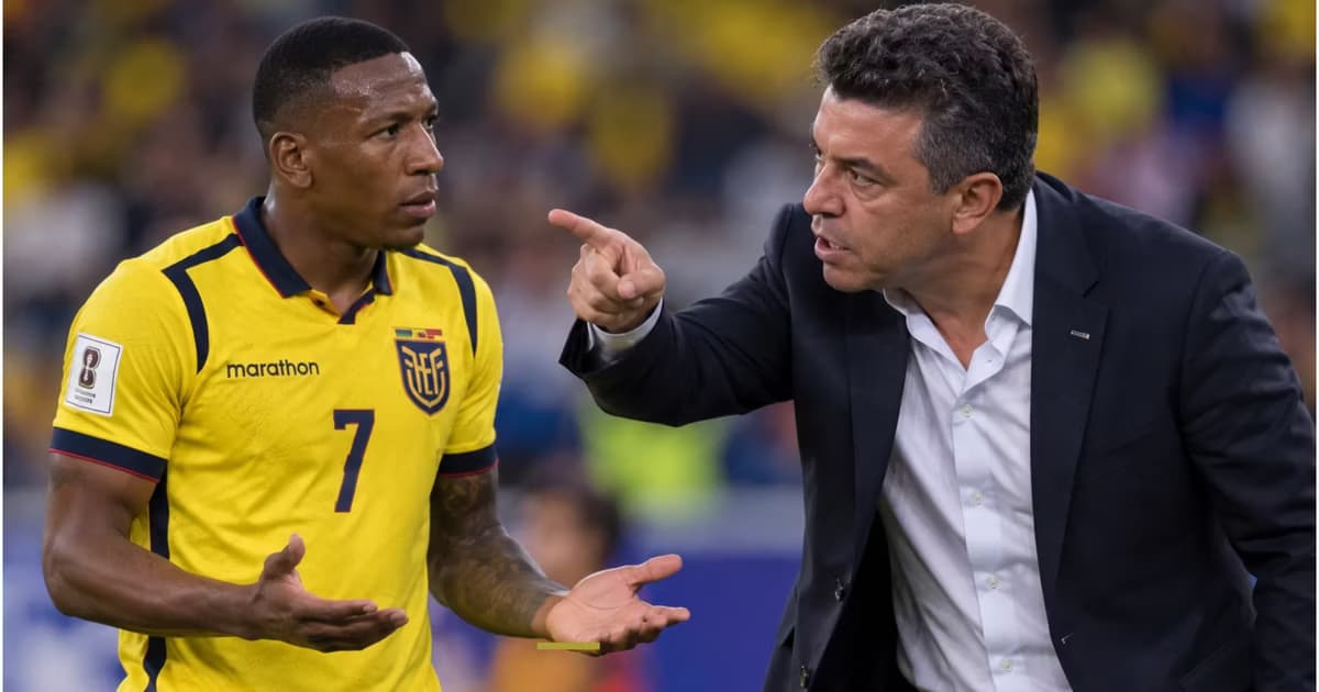 Pervis Estupiñán junto a Marcelo Gallardo