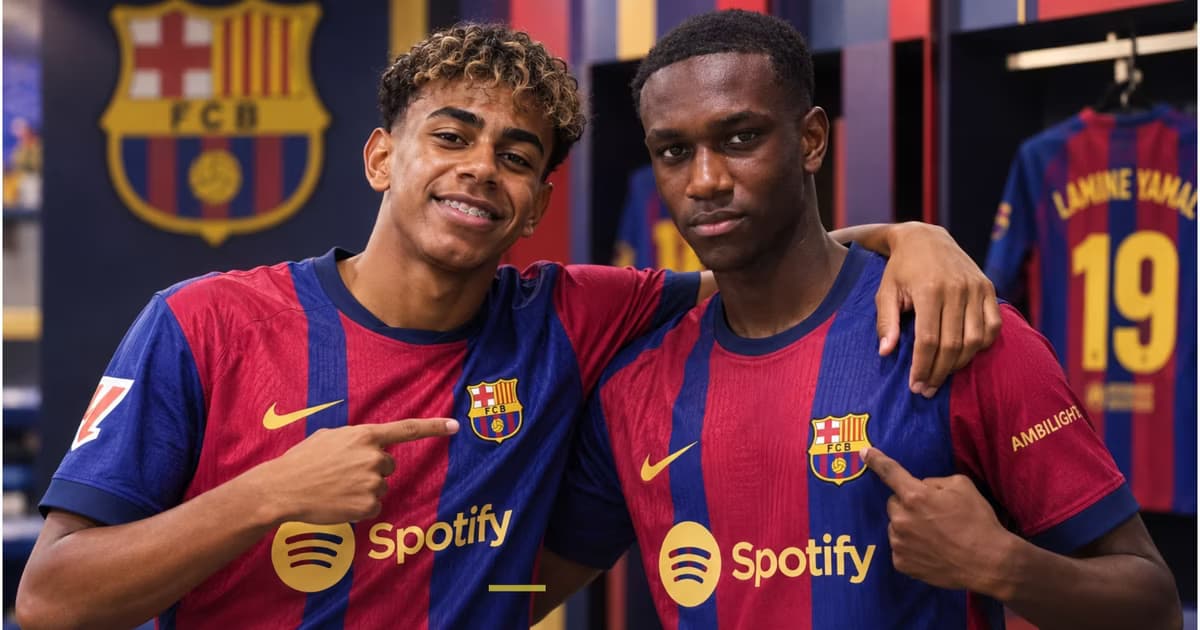 Josué Caicedo y Lamine Yamal en el FC Barcelona