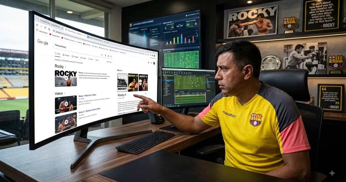 Cesar Farías buscando Rocky en internet