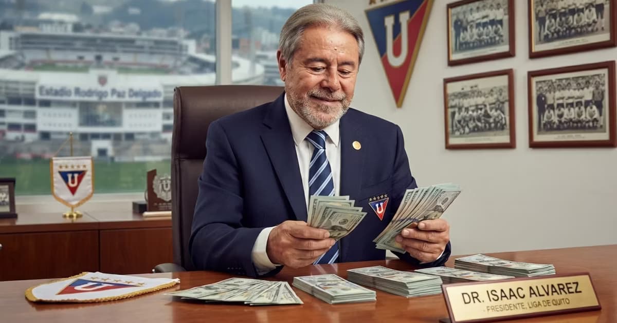 Isaac Alvarez con mucho dinero en su oficina