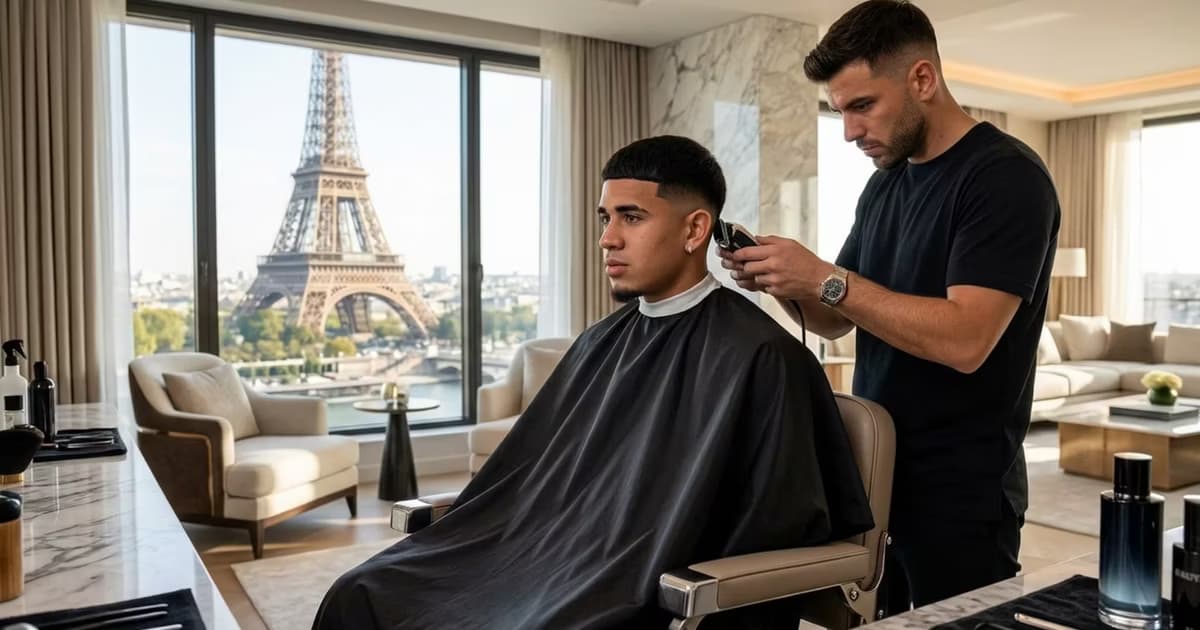 Kendry Páez cortándose el cabello