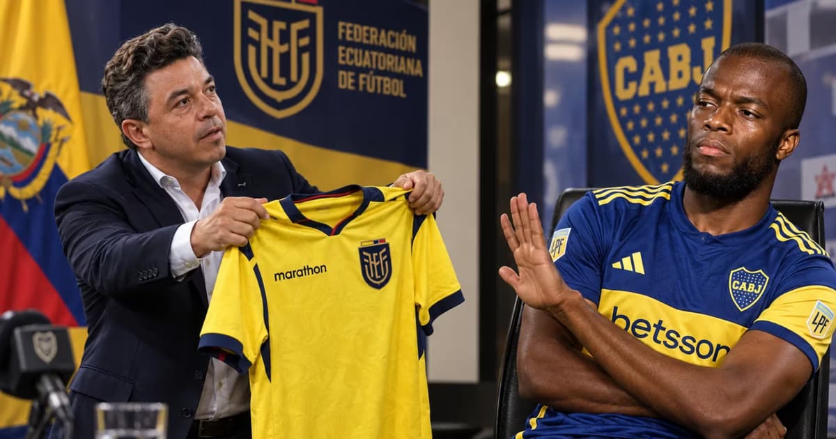 Enner Valencia rechazando la camiseta de Ecuador