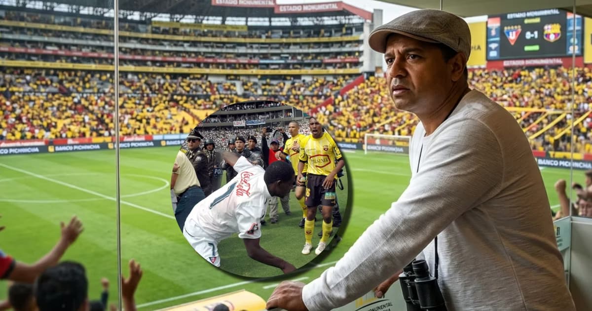 Franklin Salas viendo el partido de Liga contra Barcelona SC