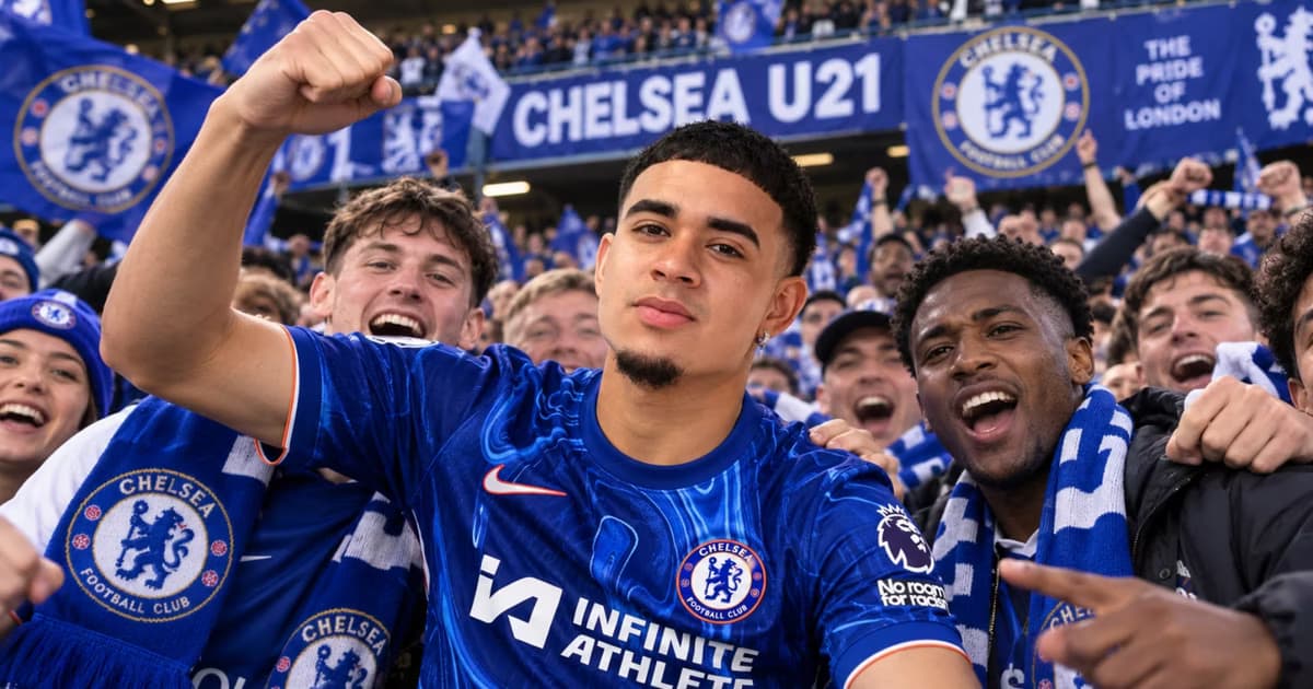 Kendry Páez con los hinchas del Chelsea