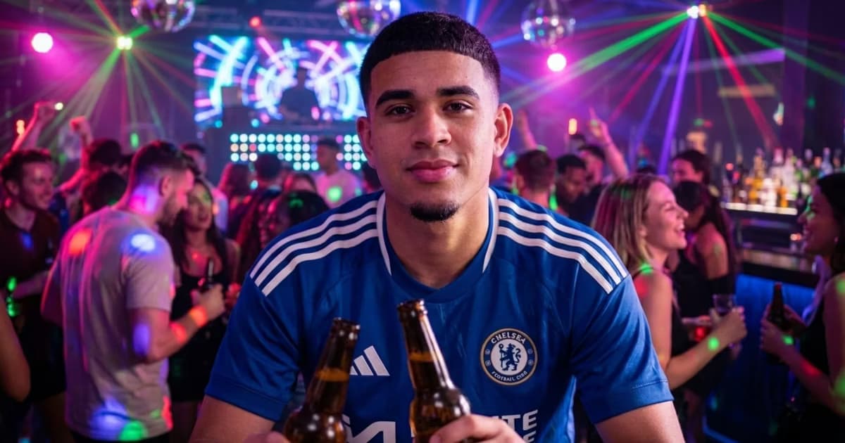 Kendry Páez de fiesta con la camiseta del Chelsea